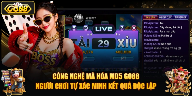 Công nghệ mã hóa MD5 GO88 – người chơi tự xác minh kết quả độc lập.