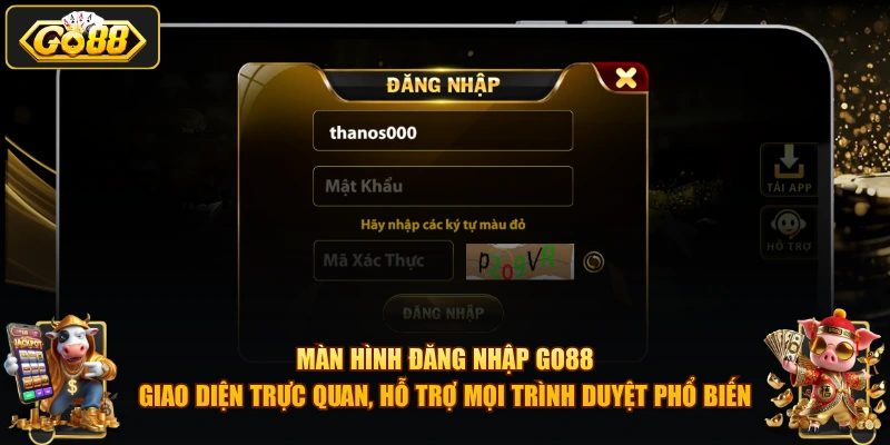 Màn hình đăng nhập GO88 – giao diện trực quan, hỗ trợ mọi trình duyệt phổ biến.